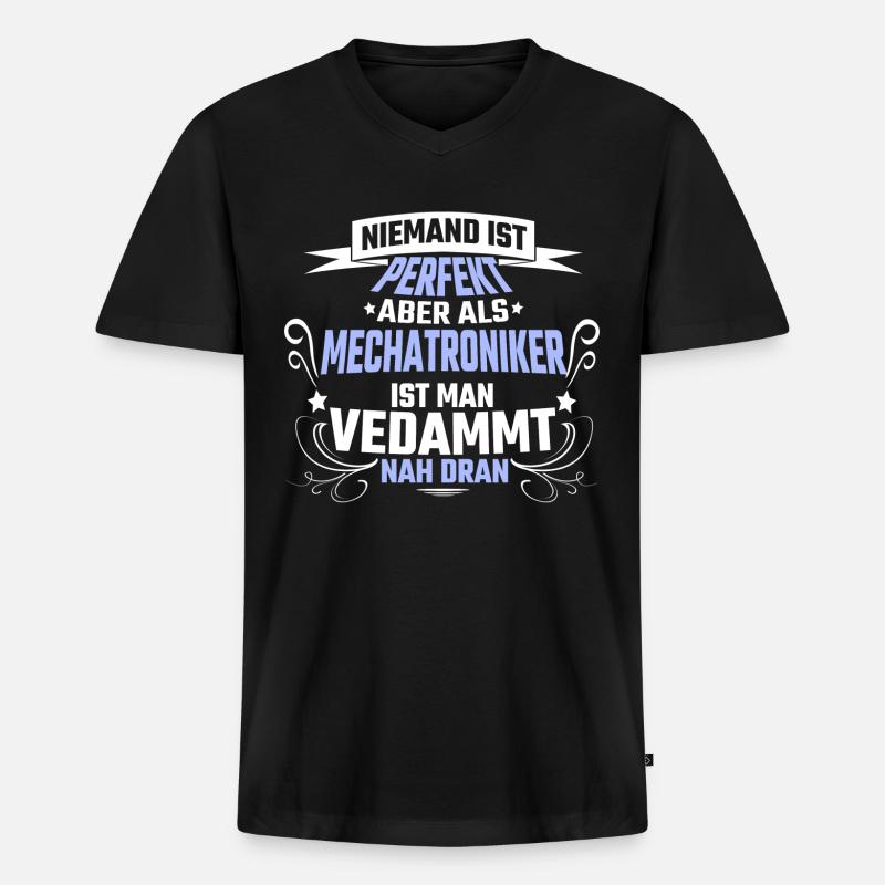 Mechatroniker Spruch Geschenk - Männer Premium Bio T-Shirt mit V-Ausschnitt - Schwarz