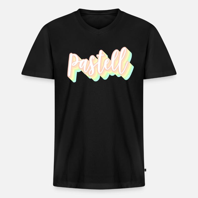 Pastell - Männer Premium Bio T-Shirt mit V-Ausschnitt - Schwarz