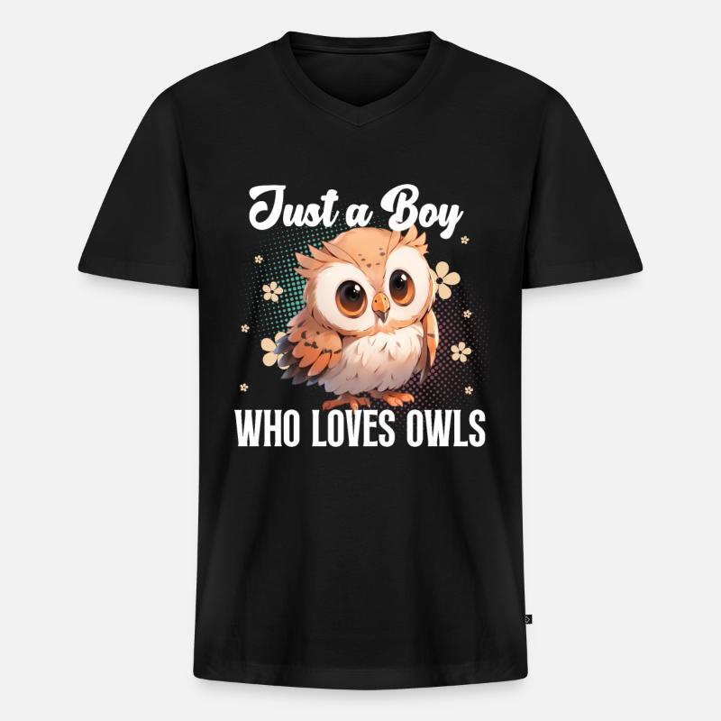 Eule Eulen - Männer Premium Bio T-Shirt mit V-Ausschnitt - Schwarz