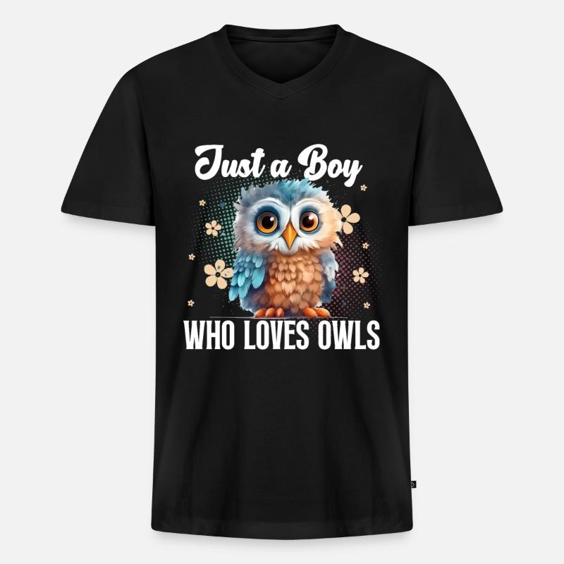 Eule - Männer Premium Bio T-Shirt mit V-Ausschnitt - Schwarz