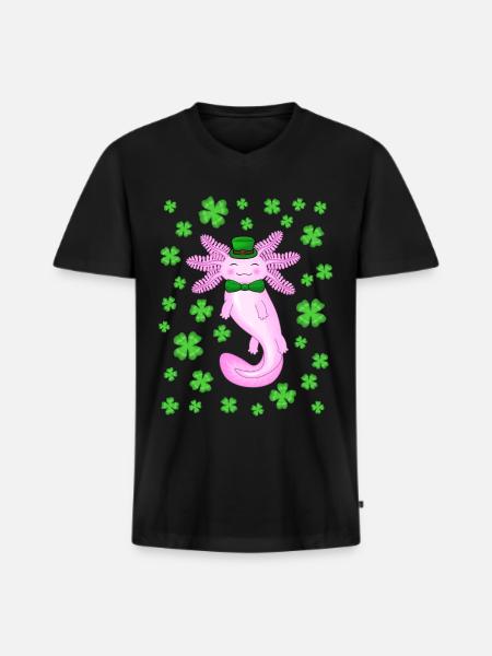 St patricks axolotl pink - Men's Premium Organic T-shirt with V-neck - black