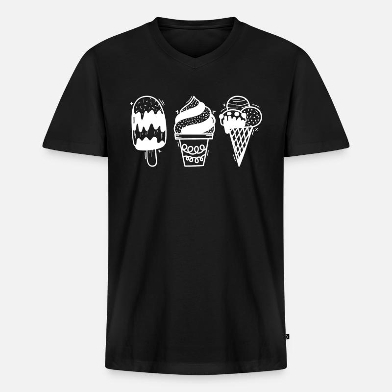 Eis - Männer Premium Bio T-Shirt mit V-Ausschnitt - Schwarz