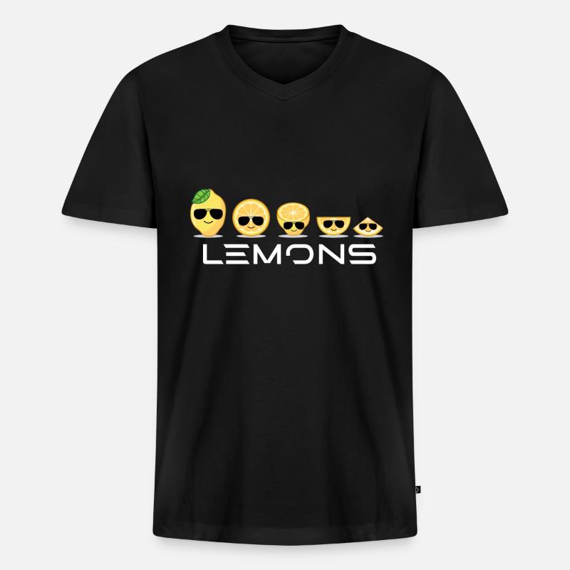 Lemons Zitronen - Männer Premium Bio T-Shirt mit V-Ausschnitt - Schwarz