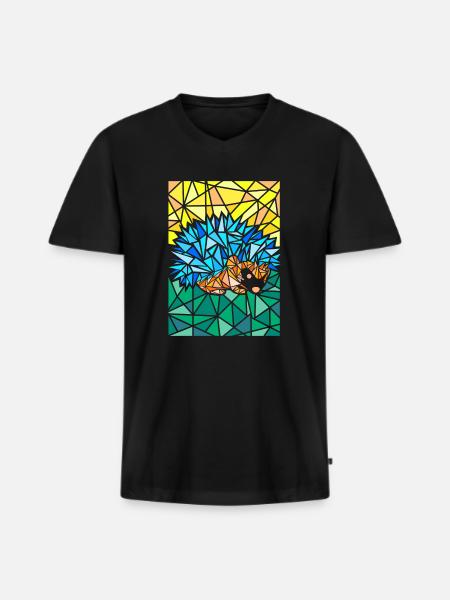 Art abstrait de polygone hérisson - T-shirt encolure en V Premium bio Homme - noir