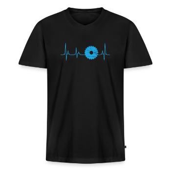 Battement de coeur artisan menuisier menuisier bois construction - T-shirt encolure en V Premium bio Homme - noir - Devant - Nico (187cm)