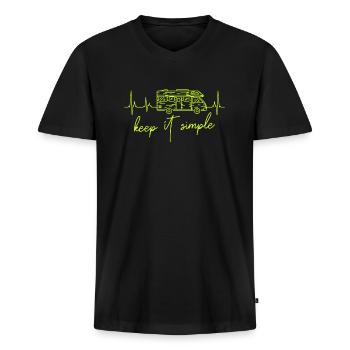 Wohnmobil Reisemobil Herzschlag Herzlinie - Männer Premium Bio T-Shirt mit V-Ausschnitt - Schwarz - Vorne - Nico (187cm)
