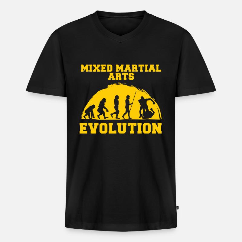 MMA Evolution Grappling - Männer Premium Bio T-Shirt mit V-Ausschnitt - Schwarz