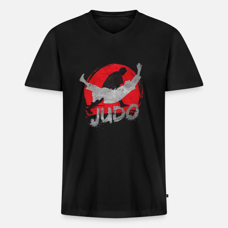 Judo - Männer Premium Bio T-Shirt mit V-Ausschnitt - Schwarz