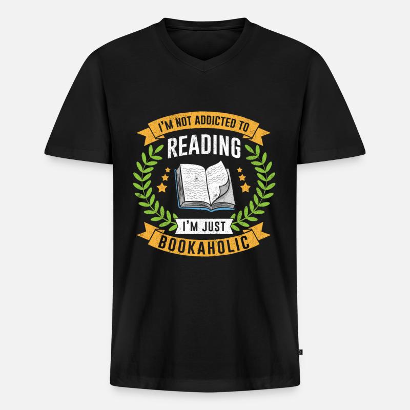 Buch - Männer Premium Bio T-Shirt mit V-Ausschnitt - Schwarz