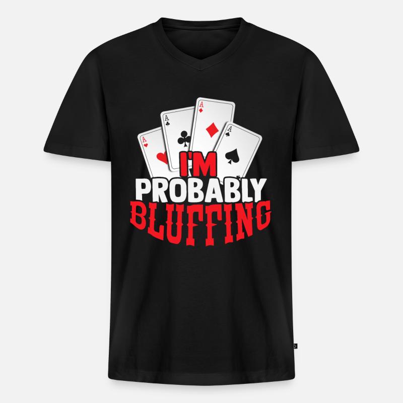 Poker - Männer Premium Bio T-Shirt mit V-Ausschnitt - Schwarz