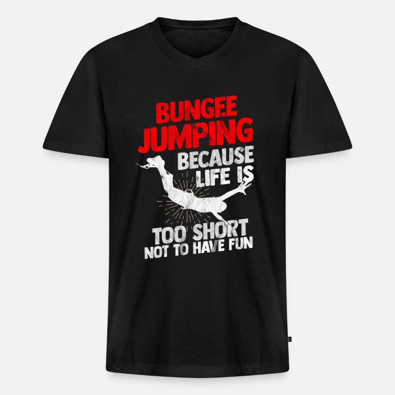 Bungee Jumping - Männer Premium Bio T-Shirt mit V-Ausschnitt - Schwarz