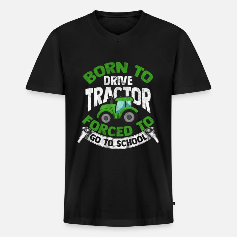 Traktor - Männer Premium Bio T-Shirt mit V-Ausschnitt - Schwarz
