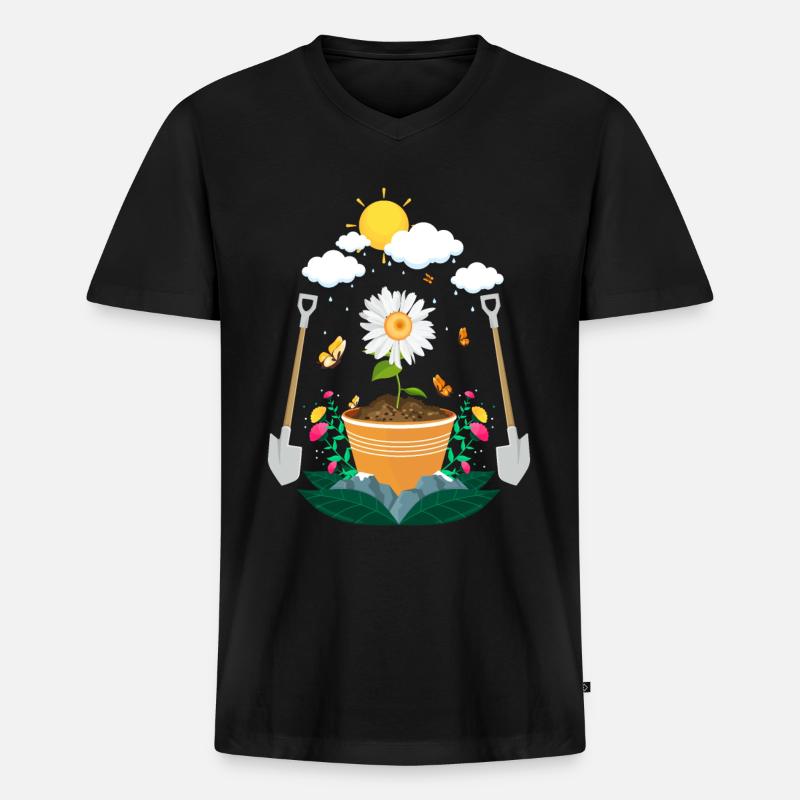 Garten - Männer Premium Bio T-Shirt mit V-Ausschnitt - Schwarz