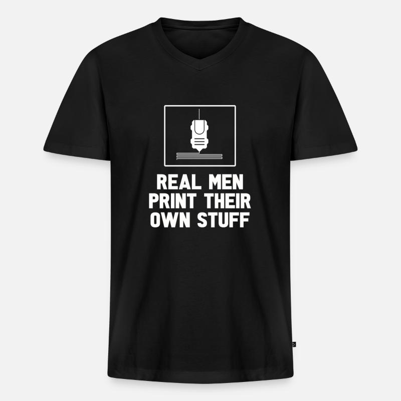 3d Drucker - Männer Premium Bio T-Shirt mit V-Ausschnitt - Schwarz