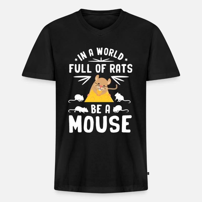 Maus - Männer Premium Bio T-Shirt mit V-Ausschnitt - Schwarz