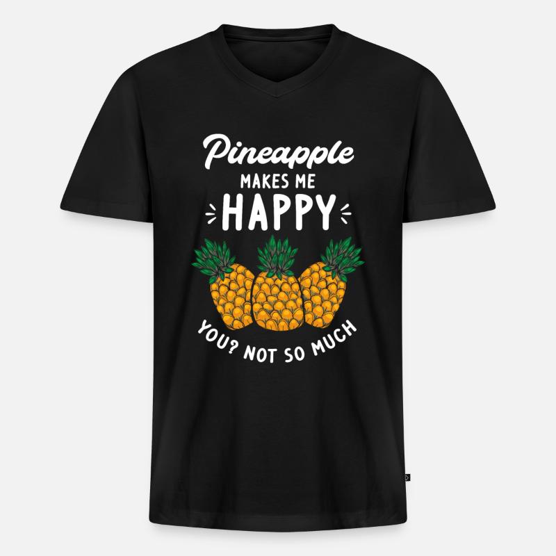 Ananas - Männer Premium Bio T-Shirt mit V-Ausschnitt - Schwarz