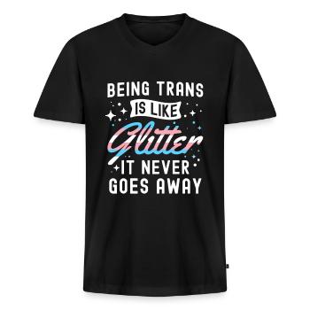 Transgender - Männer Premium Bio T-Shirt mit V-Ausschnitt - Schwarz - Vorne - Nico (187cm)