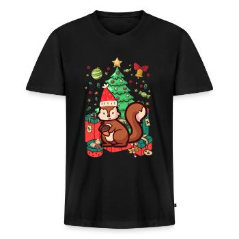 squirrel Ugly Christmas Christmas Xmas - Men's Premium Organic T-shirt with V-neck - black - Front - Nico (187cm)