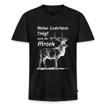 Lederhose - Männer Premium Bio T-Shirt mit V-Ausschnitt - Schwarz - Vorne - Nico (187cm)