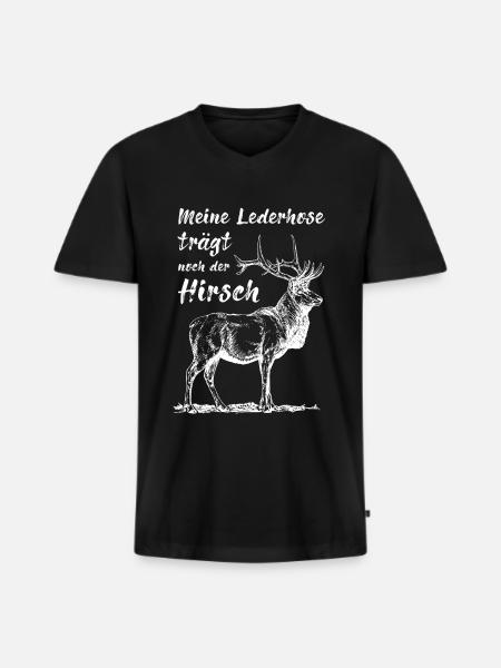 Lederhose - Männer Premium Bio T-Shirt mit V-Ausschnitt - Schwarz