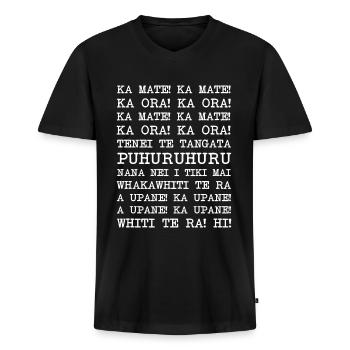 Haka New Zealand Rugby - Men's Premium Organic T-shirt with V-neck - black - Front - Nico (187cm)