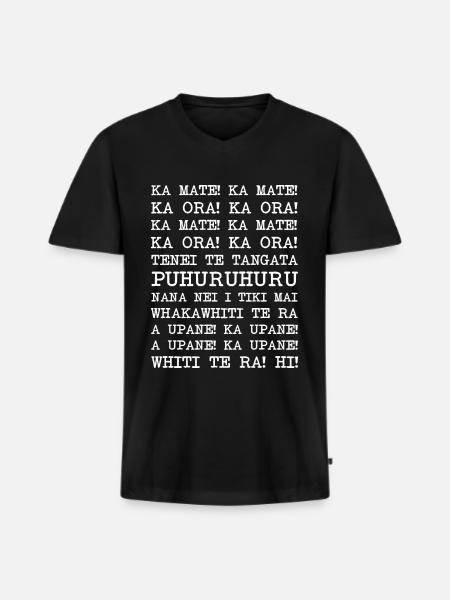 Haka Neuseeland Rugby - Männer Premium Bio T-Shirt mit V-Ausschnitt - Schwarz