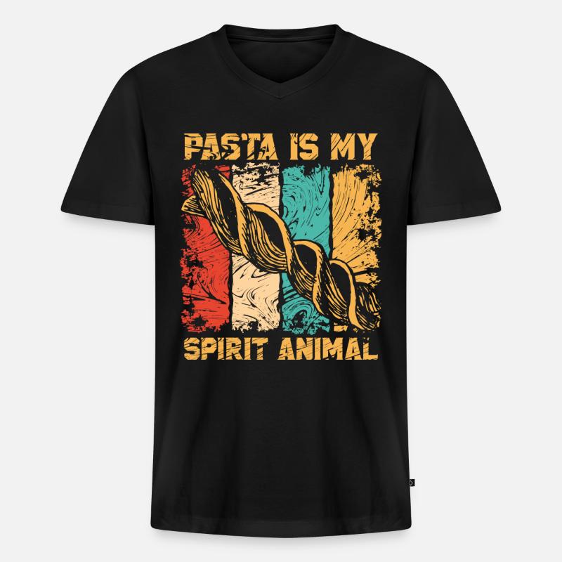 Pasta Nudel Geschenk - Männer Premium Bio T-Shirt mit V-Ausschnitt - Schwarz