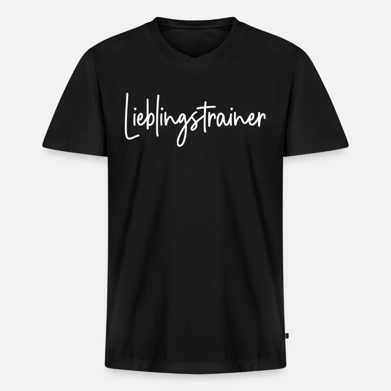 Lieblingstrainer - Männer Premium Bio T-Shirt mit V-Ausschnitt - Schwarz