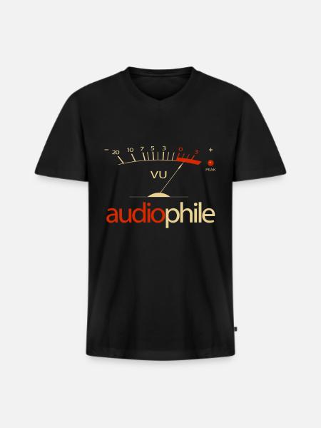 VU Meter Hi-Fi Vintage Stereo Audiophile - Männer Premium Bio T-Shirt mit V-Ausschnitt - Schwarz