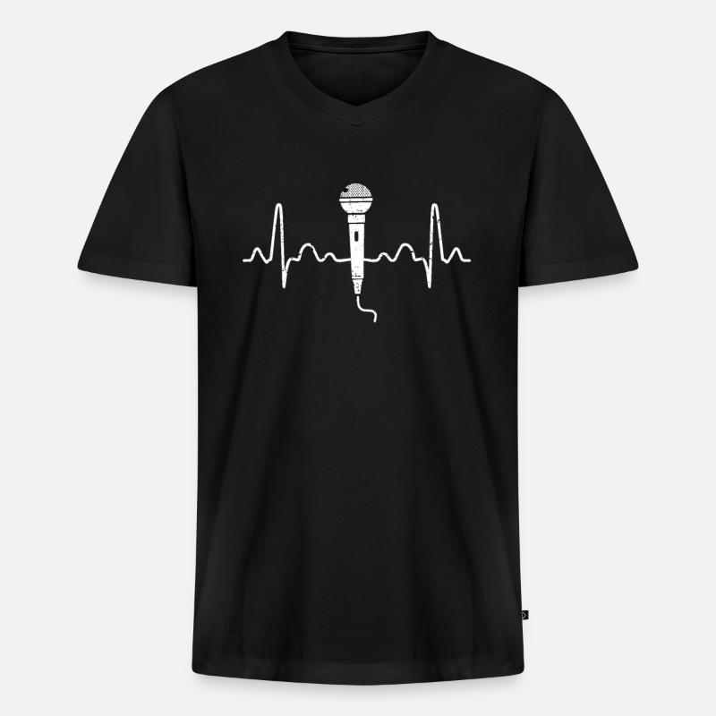 Karaoke Herzschlag Frequenz - Männer Premium Bio T-Shirt mit V-Ausschnitt - Schwarz