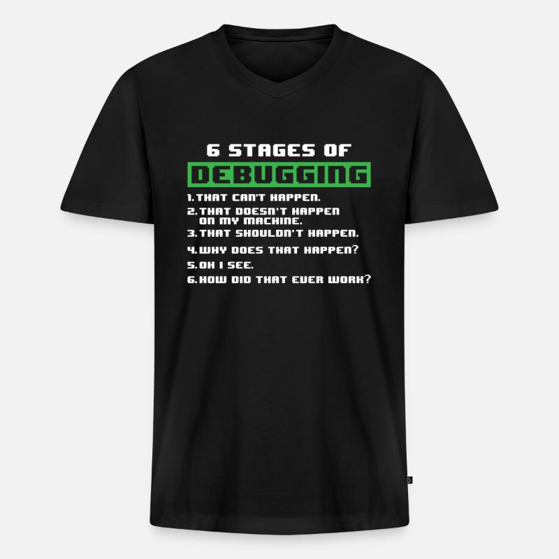 Debugging Programmierer - Männer Premium Bio T-Shirt mit V-Ausschnitt - Schwarz