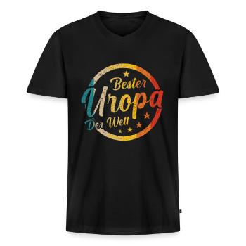 Bester Uropa Geschenk - Männer Premium Bio T-Shirt mit V-Ausschnitt - Schwarz - Vorne - Nico (187cm)
