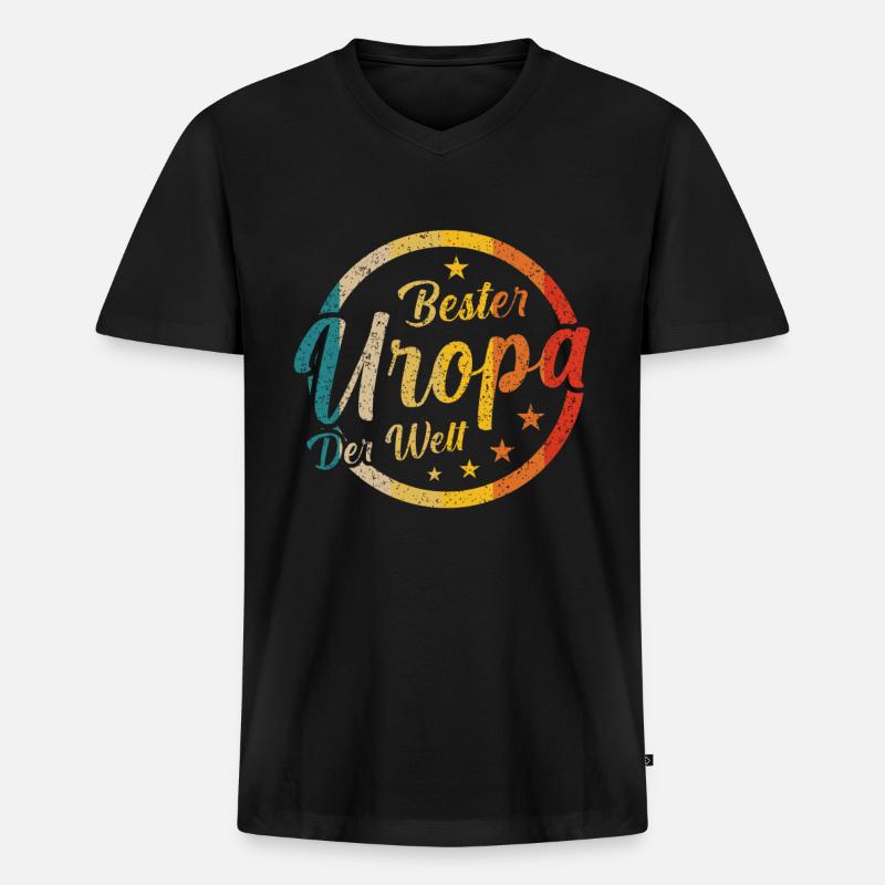 Bester Uropa Geschenk - Männer Premium Bio T-Shirt mit V-Ausschnitt - Schwarz