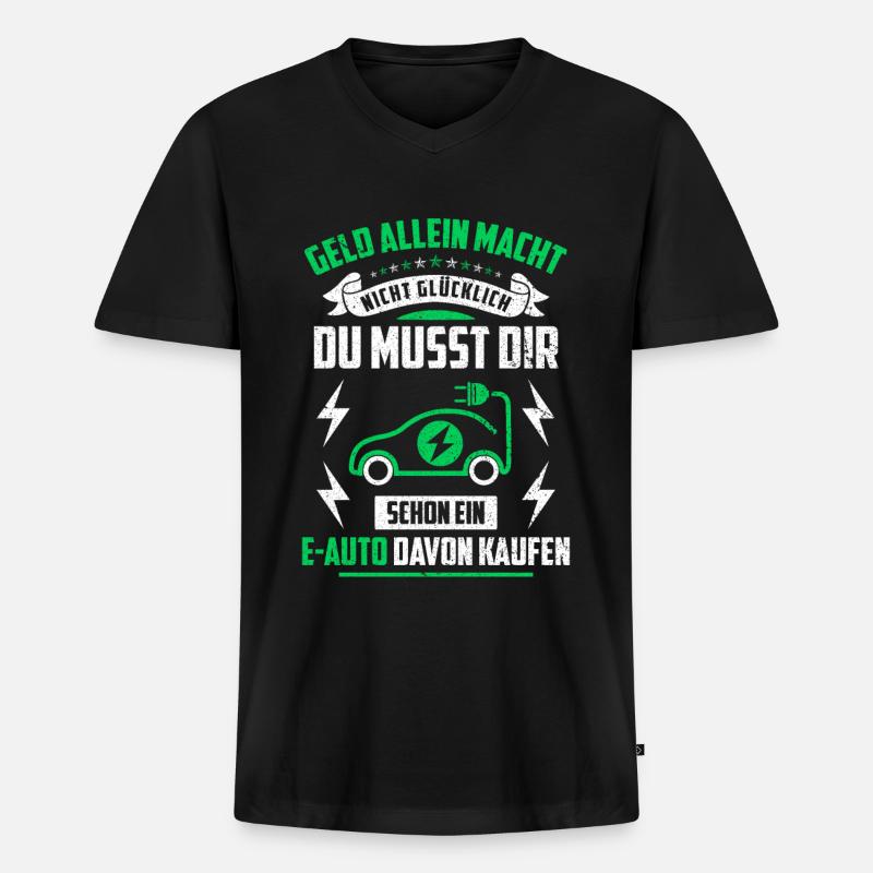 E-Auto Elektroauto - Männer Premium Bio T-Shirt mit V-Ausschnitt - Schwarz
