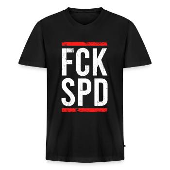 Fck Spd Anti-Politik Bundestagswahlen Für - Männer Premium Bio T-Shirt mit V-Ausschnitt - Schwarz - Vorne - Nico (187cm)