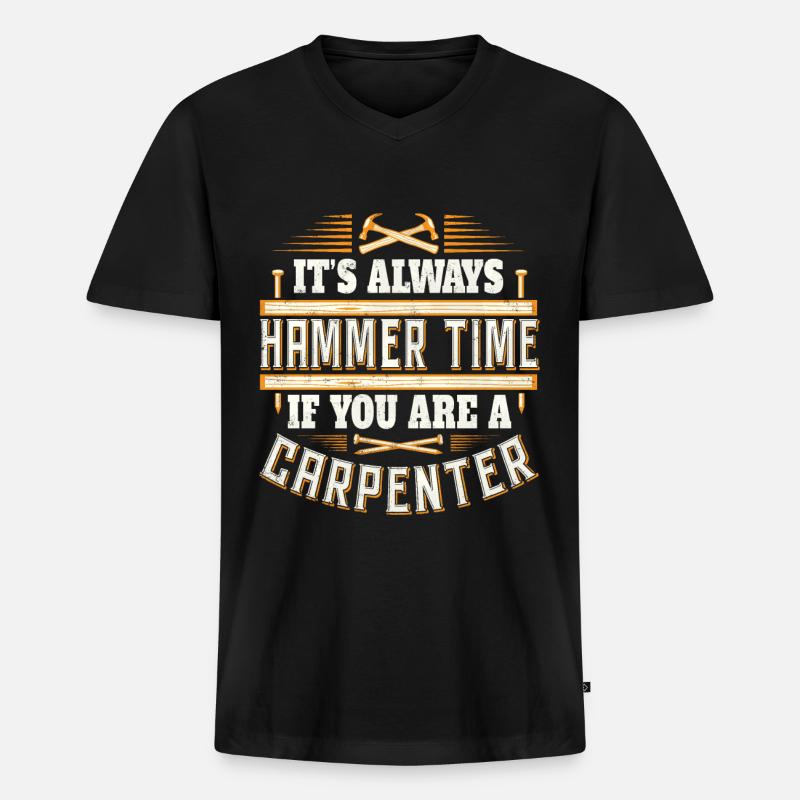 Zimmermann Geschenk - Zimmerer Handwerker - Männer Premium Bio T-Shirt mit V-Ausschnitt - Schwarz