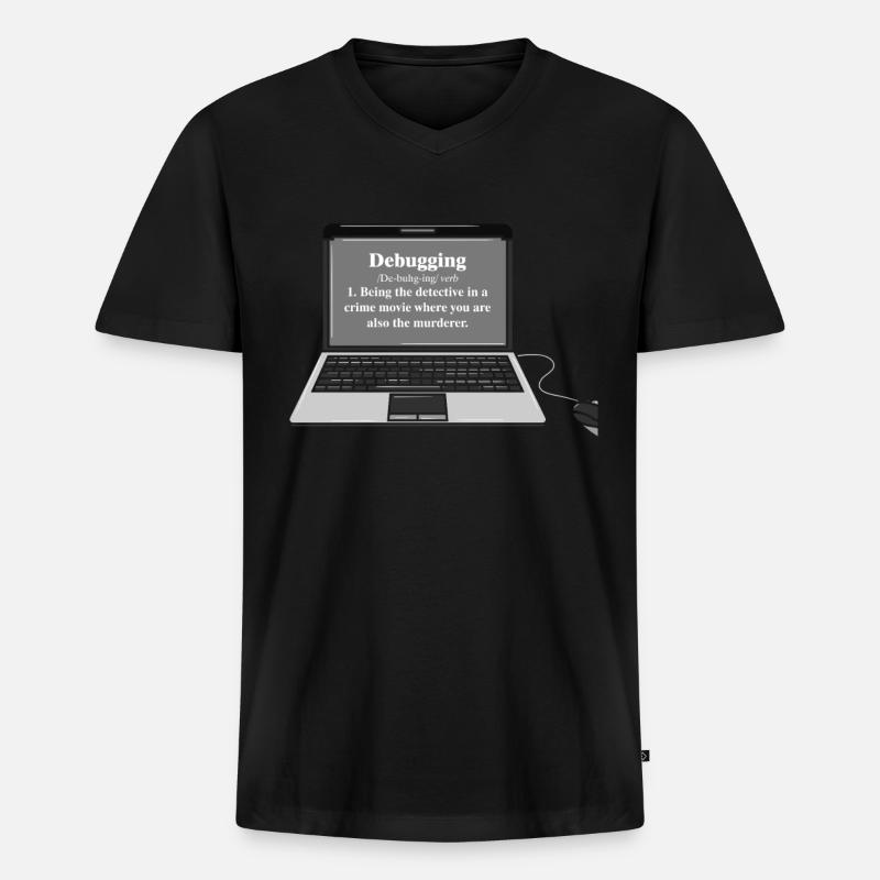 Funny Computer Debugging Programmer Design - Men's Premium Organic T-shirt with V-neck - black