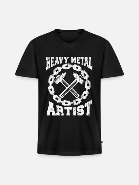 Blacksmith locksmith metalworker iron - Men's Premium Organic T-shirt with V-neck - black