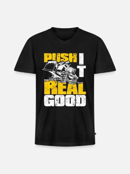 Bulldozer Planierraupe - Männer Premium Bio T-Shirt mit V-Ausschnitt - Schwarz