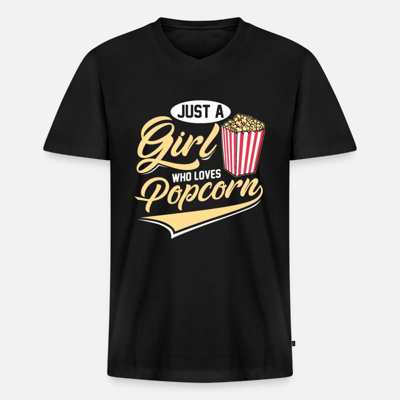 Pop corn - T-shirt encolure en V Premium bio Homme - noir