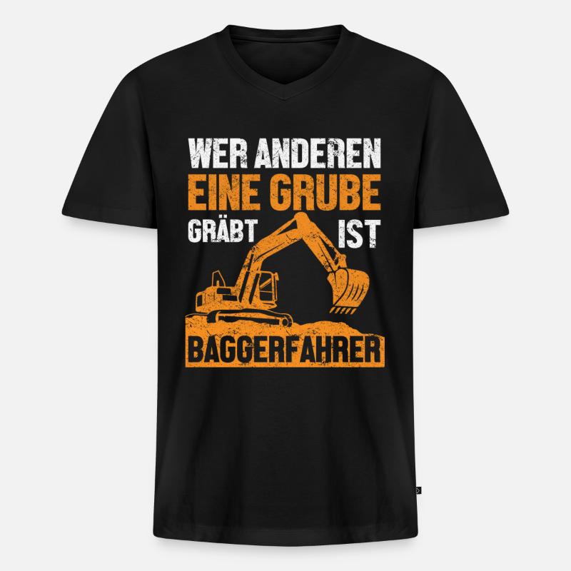 Bagger Baggerfahrer Baggerführer - Männer Premium Bio T-Shirt mit V-Ausschnitt - Schwarz
