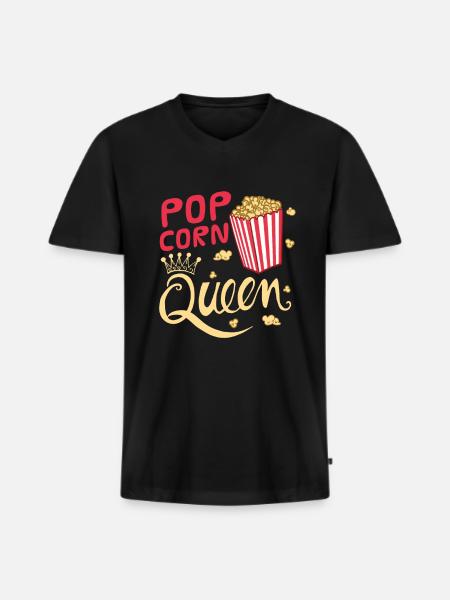 Popcorn - Männer Premium Bio T-Shirt mit V-Ausschnitt - Schwarz