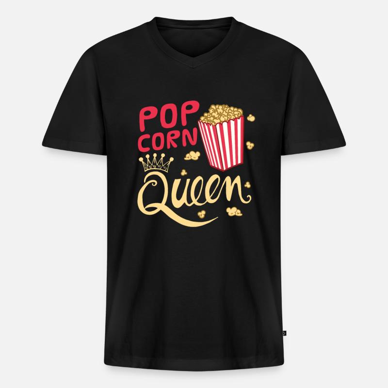 Popcorn - Männer Premium Bio T-Shirt mit V-Ausschnitt - Schwarz