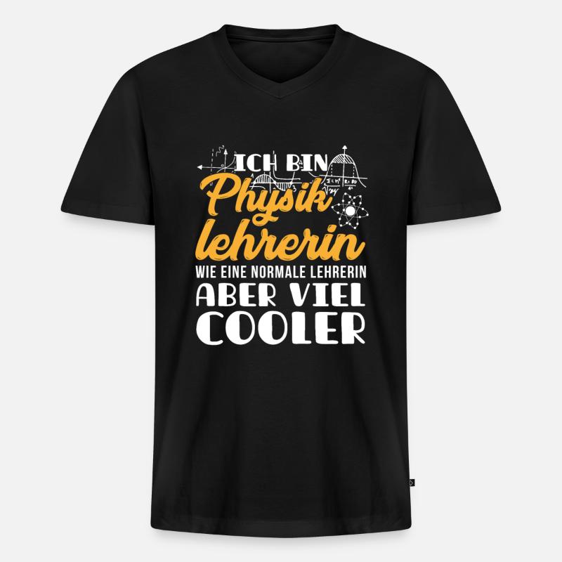 Physiklehrer Physik Lehrer - Männer Premium Bio T-Shirt mit V-Ausschnitt - Schwarz