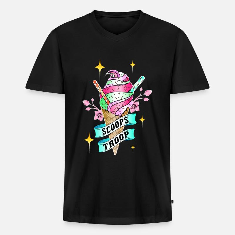 Eis Eiscreme - Männer Premium Bio T-Shirt mit V-Ausschnitt - Schwarz