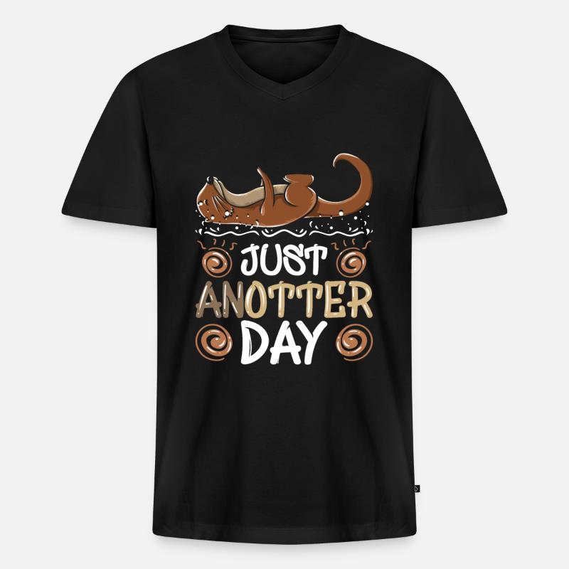 Otter - Männer Premium Bio T-Shirt mit V-Ausschnitt - Schwarz