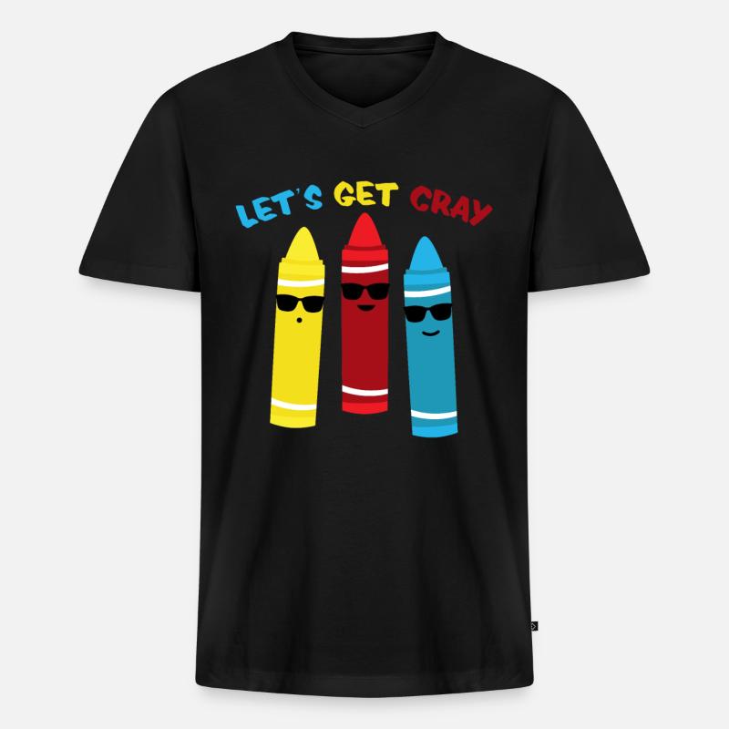 Wachsmalstifte Kreide Bleistift Malen - Männer Premium Bio T-Shirt mit V-Ausschnitt - Schwarz