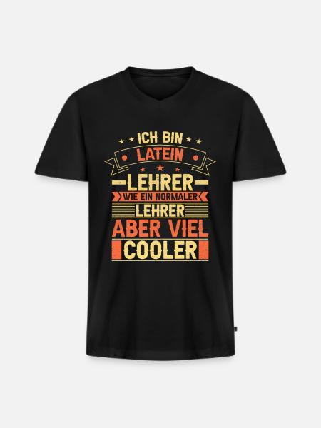Latein Lehrer - Männer Premium Bio T-Shirt mit V-Ausschnitt - Schwarz