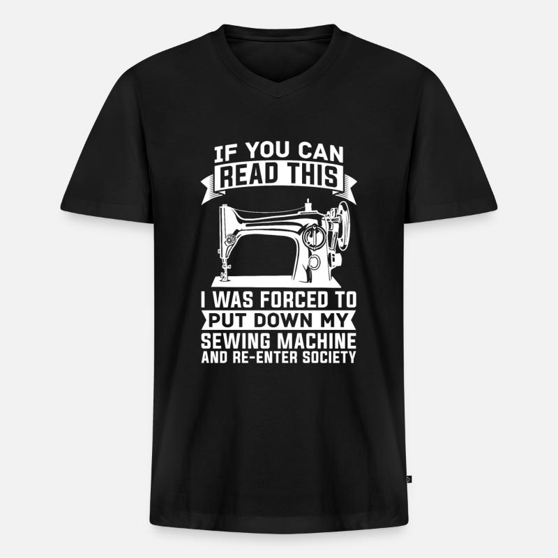 Nähen Nähmaschine Näher Schneider - Männer Premium Bio T-Shirt mit V-Ausschnitt - Schwarz