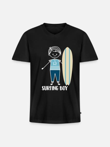 Surfing Surfer Surfer - Men's Premium Organic T-shirt with V-neck - black